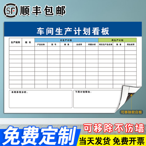 【车间生产计划看板】软磁板白板