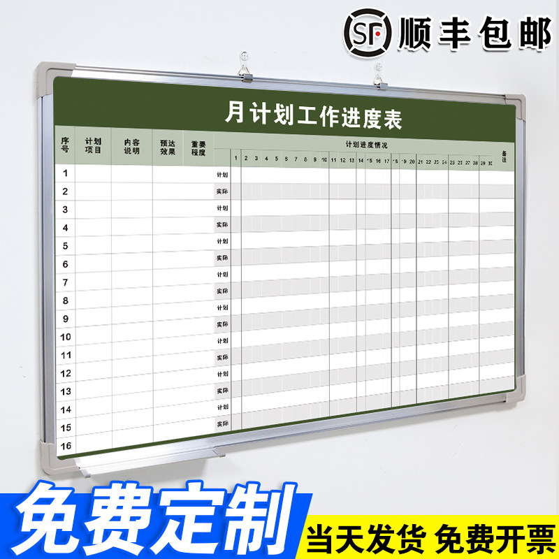 【月计划工作进度表】白板定制