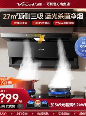 万和WL877抽油烟机顶侧三吸家用厨房大吸力排油烟挥手智控1000pa