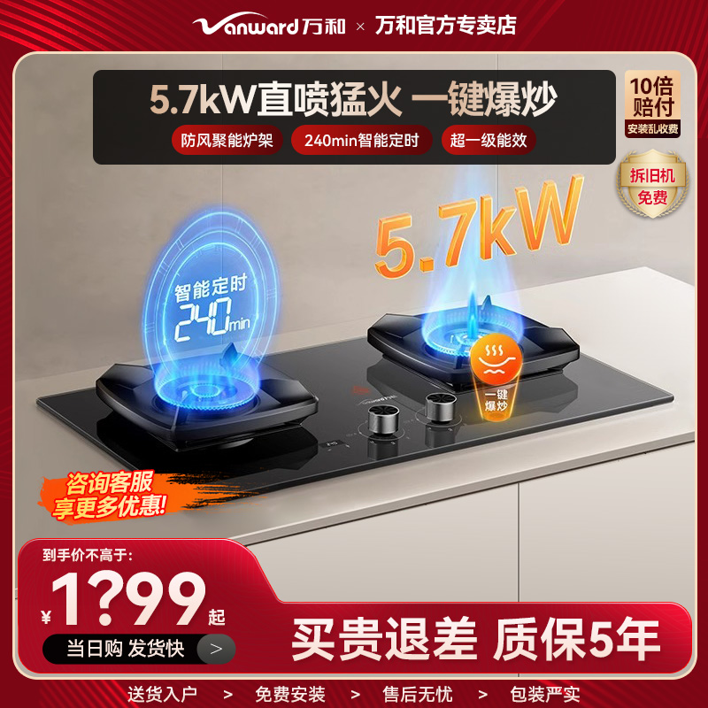 燃气灶家用双灶直喷猛火