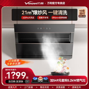 万和抽油烟机侧吸式 21m³大吸力厨房家用自动旋清洗一级能效J525