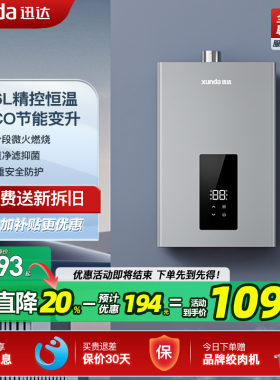 迅达燃气热水器电家用洗澡强排式ECO节能恒温防冻天然气16升DS803