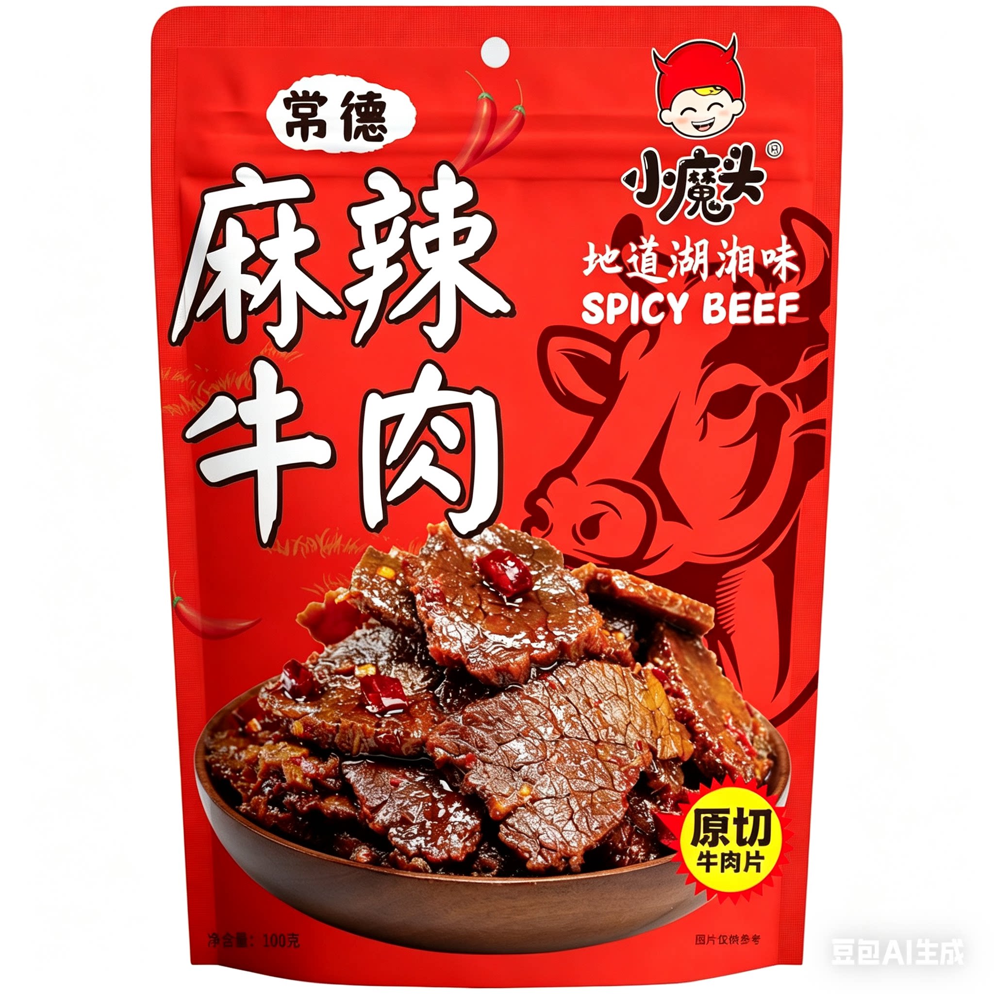 湖南常德津市特产小魔头手工麻辣牛肉干熟食即食新鲜卤味零食小吃