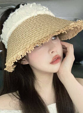 夏季空顶草帽女2026新款防紫外线遮阳女帽海边度假出游防晒太阳帽