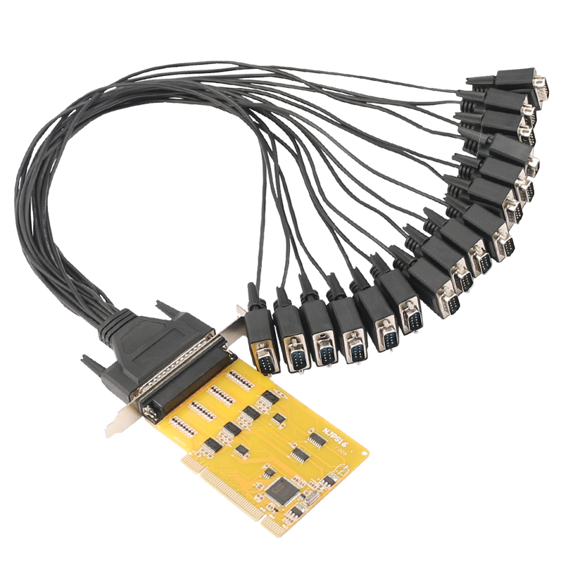 GRIS PCI转16个串口卡台式机电脑RS232工业级多串口刻字机连接线