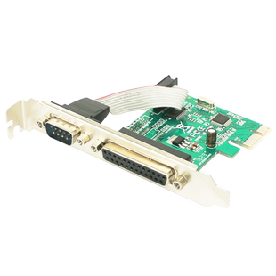 GRIS PCI-E转并口卡RS232串口卡9针台式机电脑COM工业级LPT打印线