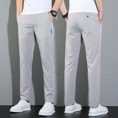 锦纶特价夏季休闲裤男士潮牌修身直筒长裤中国刺绣百搭商务裤子男