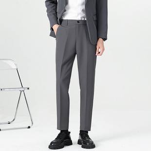 休闲西裤 长裤 纯色韩版 男西装 免烫抗皱薄 直筒九分裤 2026年春夏男士