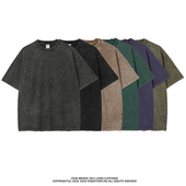 重磅蜡染水洗做旧纯色短袖 男 T恤潮流高街风OVERSIZE宽松落肩半袖