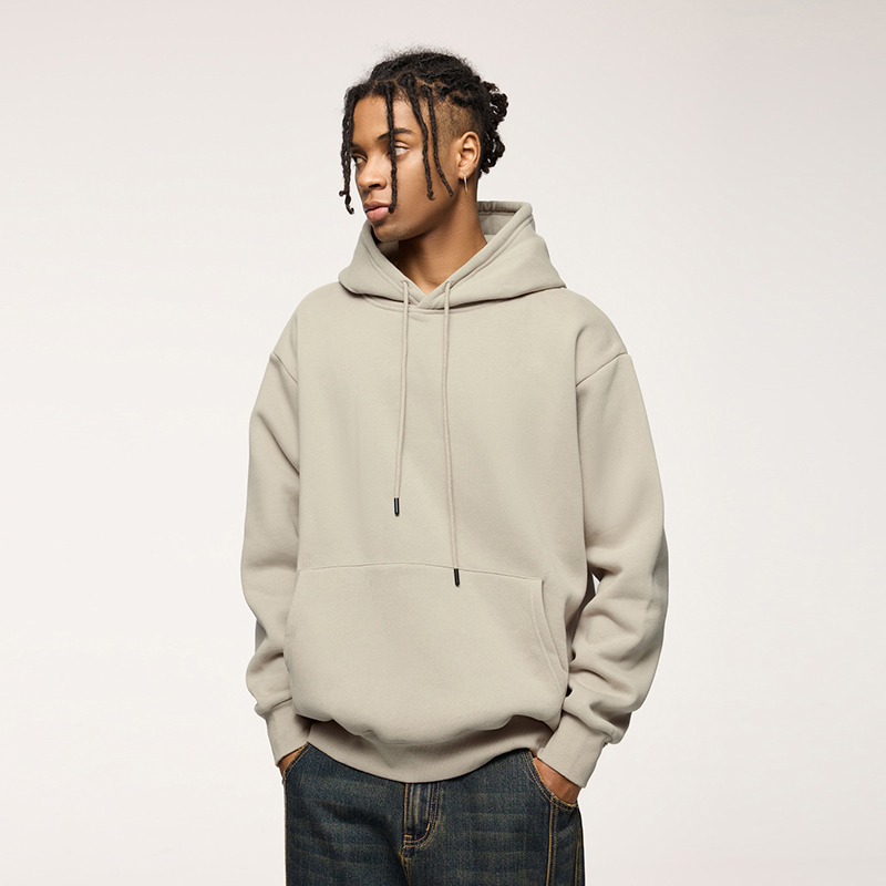 美式休闲简约纯色连帽卫衣宽松