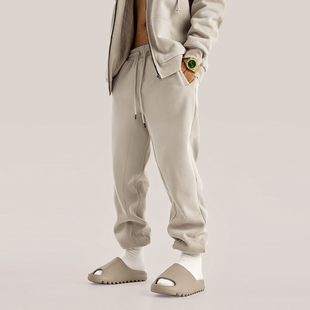 345G重磅加绒卫裤男潮牌高街百搭宽松休闲裤束脚运动裤秋冬长裤子