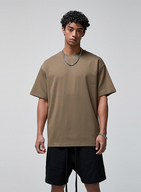 230G凉感速干纯色短袖T恤男欧美高街宽松运动休闲百搭半袖上衣TEE