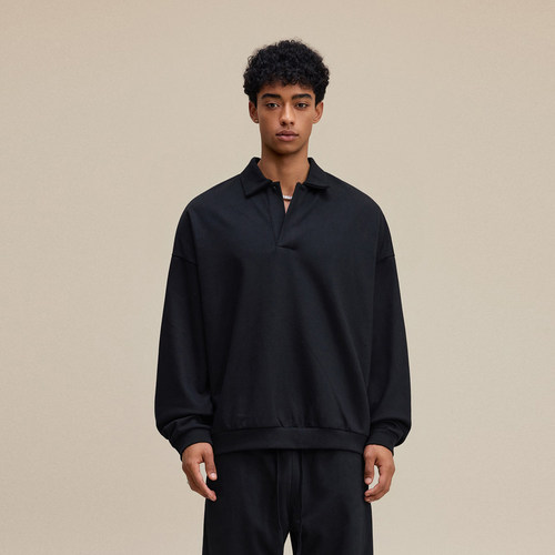 445G重磅抓绒翻领卫衣男