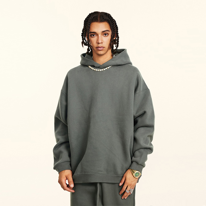 重磅加绒纯色休闲连帽卫衣宽松