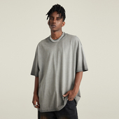 嘻哈高街宽松半袖 255G重磅做旧水洗渐变T恤潮牌短袖 ins复古美式 男