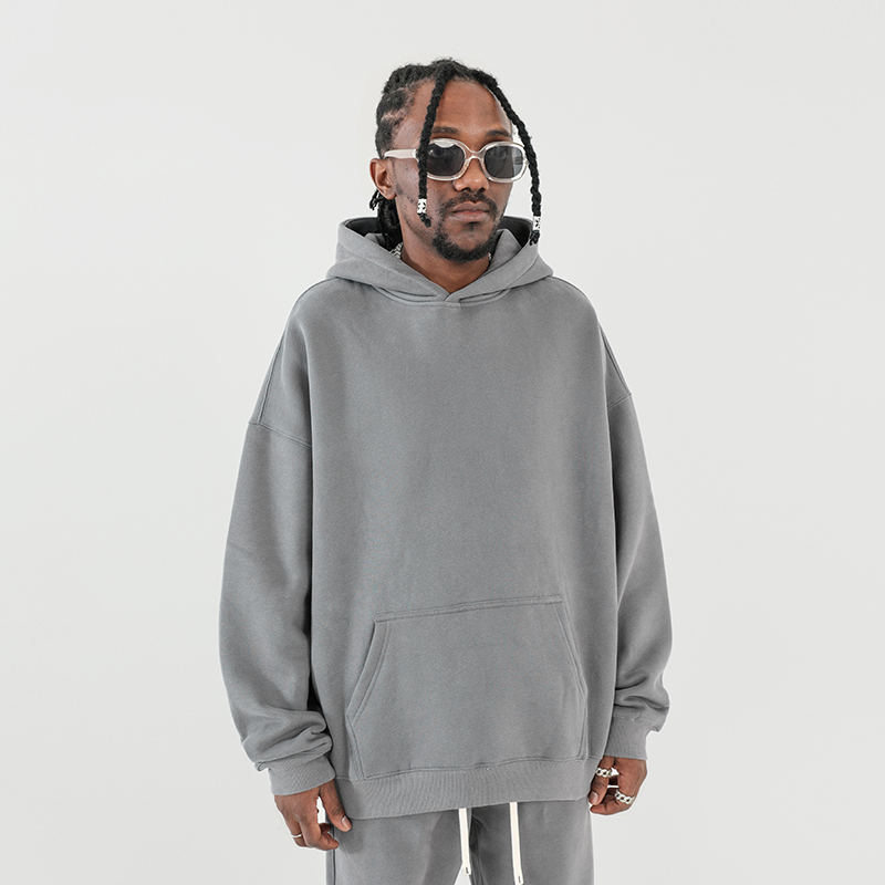 350G加绒纯色连帽卫衣宽松