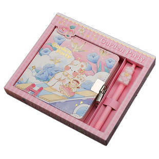 金谷带锁礼盒手账式日记本中小学生笔记本少女心儿童可爱卡通手绘创意多功能秘密记事本小清新厚彩页插画本子