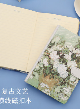 金谷磁扣本复古文艺横线笔记本子