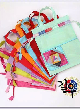 韩式大号福袋彩条布袋收纳袋朝鲜民俗竹节纱延边旅游延吉变形包