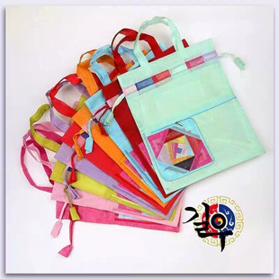 韩式大号福袋彩条布袋收纳袋朝鲜民俗竹节纱延边旅游延吉变形包