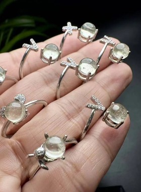 好记水晶利比亚陨石戒指s925银镶嵌精致时尚高级感随机发送朋友