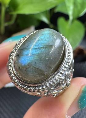 好记水晶彩拉长男款戒指铜托镶嵌小众复古高级感送朋友家人随机发