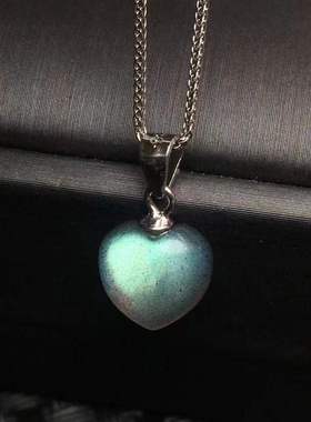 好记水晶彩拉长爱心小吊坠s925银扣镶嵌小众个性复古高级感随机发