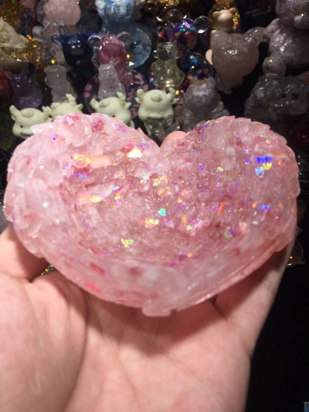 好记水晶滴胶碎石爱心底座摆件紫水晶粉水晶海蓝宝超七9.5cm左右,饰品/流行首饰/时尚饰品新,摆件,淘宝优惠券,粉丝福利购,淘宝优惠卷