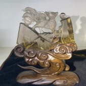 饰卧室客厅办公桌送朋友礼物 好记水晶钛晶发晶九尾狐摆件件居装