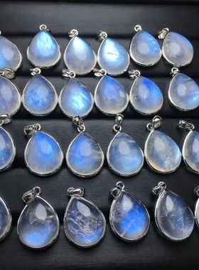 好记水晶蓝月光水滴款吊坠s925银镶嵌精致时尚高级感随机发送闺蜜