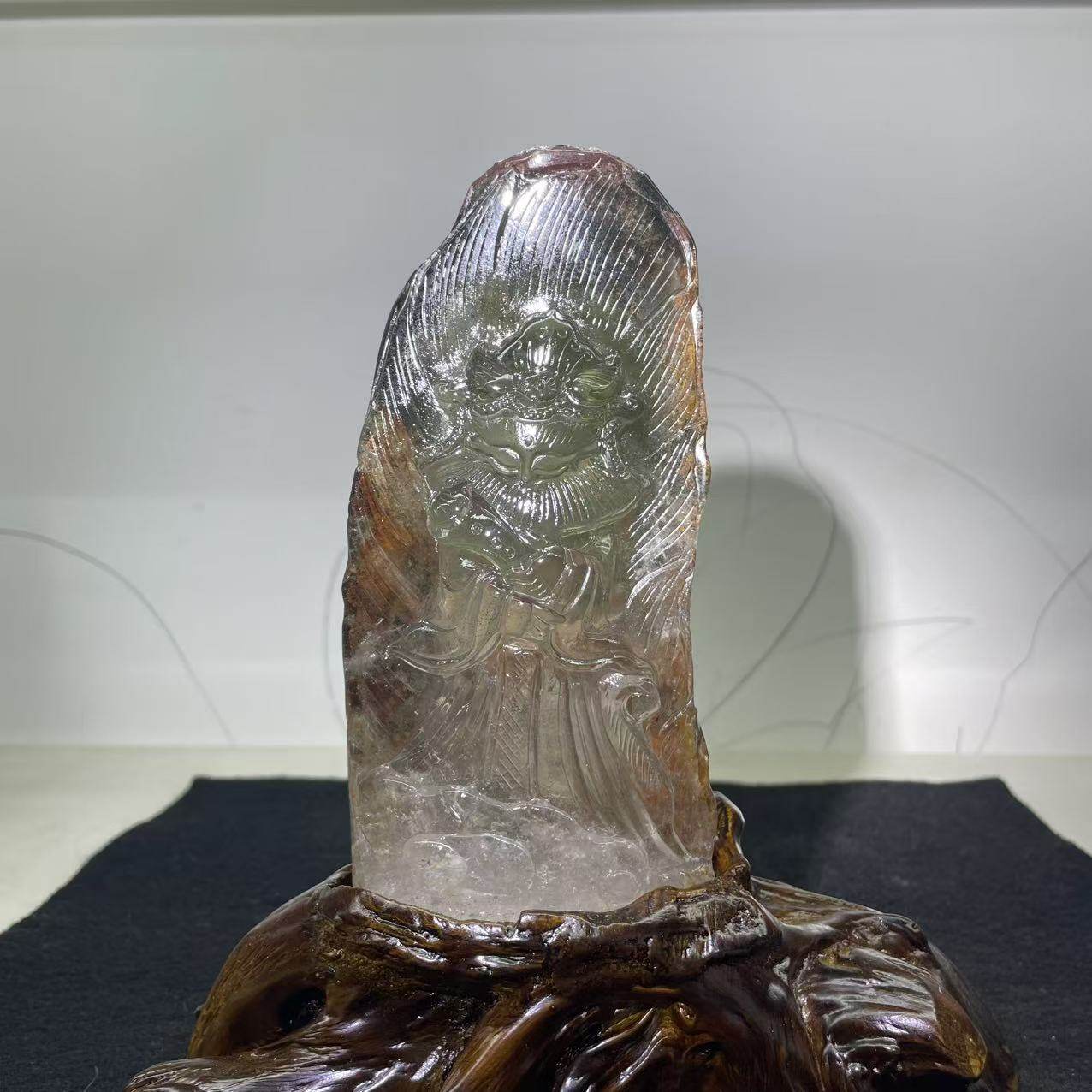 好记水晶四季幽灵绿幽灵九尾狐摆件送底座雕刻工艺家居装饰送朋友