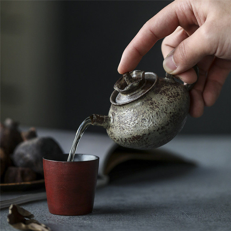 景德镇陶艺家纯手工日式紫砂粗陶茶壶小品壶泡茶器手执壶功夫茶具