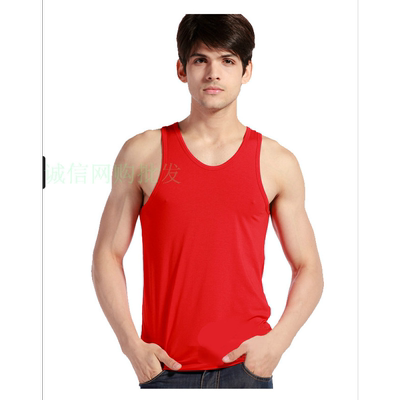 本命年新年大红色男士纯棉背心紧身全棉汗衫修身打底背心男款