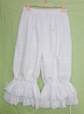 【王妍与夏季】刺绣风琴褶华丽长款抽带南瓜裤 打底裤 LO娘保暖