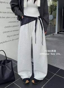 fubei休闲裤898高端定制绝美/高级感阔版拼色腰弯刀卫裤女