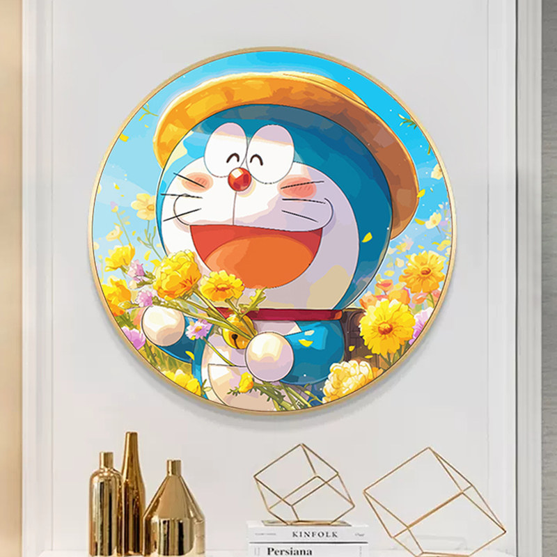 哆啦a梦钻石画2024新款贴画客厅卡通花卉儿童手工简单砖石十字绣