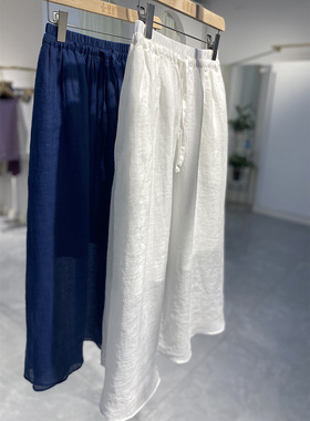 40度高温轻薄仙女裙子 纯苎麻半身裙中长款麻料夏季a字白色裙大摆