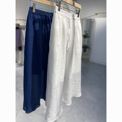 日系轻薄苎麻白色半身裙女夏大码