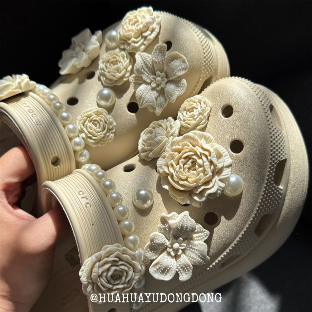 泡芙花束适配洞洞鞋配饰鞋花立体高颜值diy鞋饰品鞋扣件
