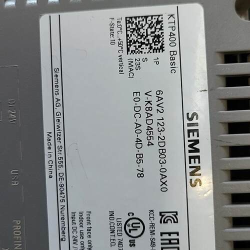 议价6AV2123-2DB03-0AX0 KTP400 Basic 工业触控触摸屏维修