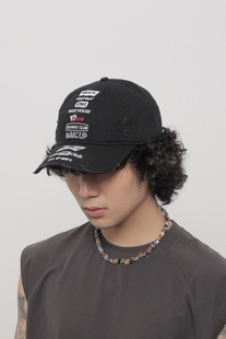 WORLDWIDE/潮牌小众街头字母鸭舌帽做旧刺绣显脸小遮阳棒球帽子男