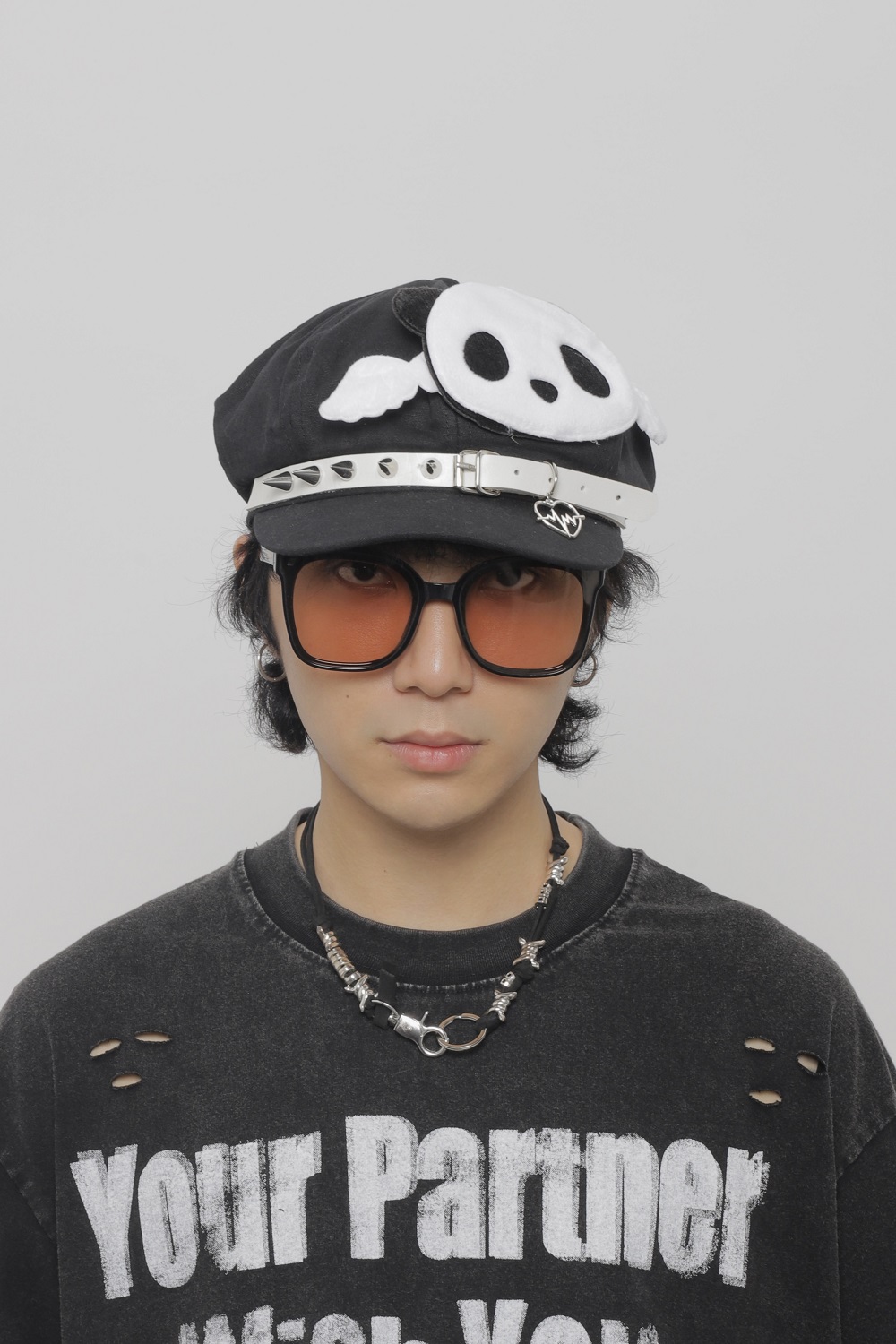 小众亚文化Y2K贝雷帽熊猫八角帽