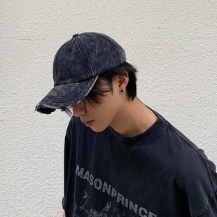 混色水洗破坏脏脏做旧鸭舌帽子男女小众街头复古亚文化百搭棒球帽