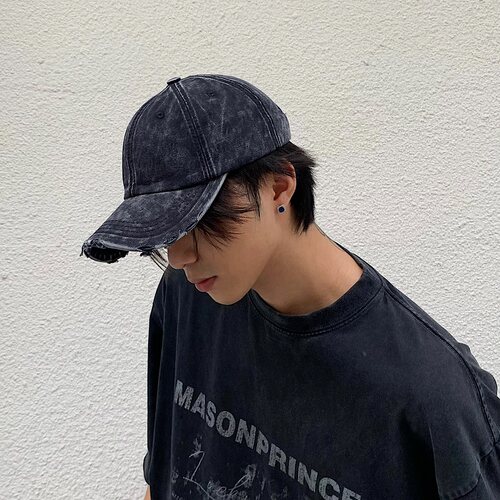 混色破坏暗黑风鸭舌帽子男女潮男