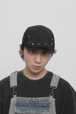 韩国小众复古铆钉前进帽贝雷帽子