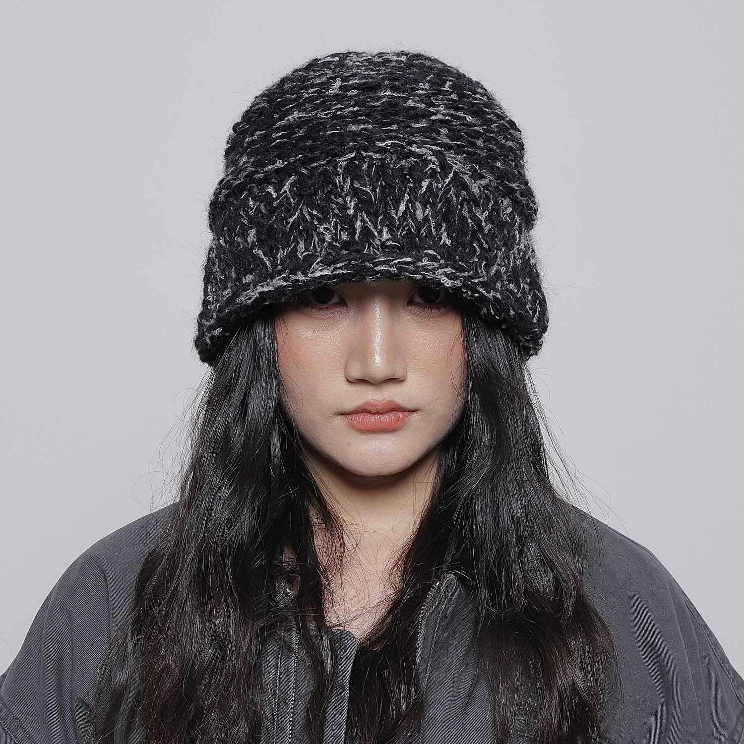 WORLDWIDE 韩国小众羊毛混纺针织渔夫帽秋冬保暖大头围显脸小盆帽