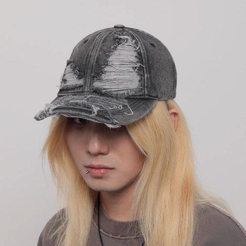 水洗做旧破洞牛仔棒球帽鸭舌帽