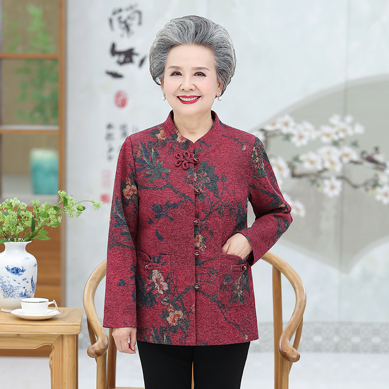 春秋季中老年唐装女中国风妈妈装奶奶装中式汉服夹克中老年人外套限1000张券