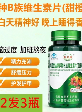 天力康 尚品世佳牌多种B族维生素片(甜橙味)100片 VB1vb12b6片