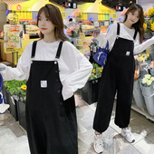 300斤孕妇背带裤 长裤 春秋小个子宽松上衣吊带裤 工装 套装 加肥大码